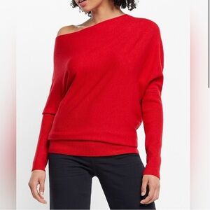 Express Red Super Soft Off the Shoulder Sweater